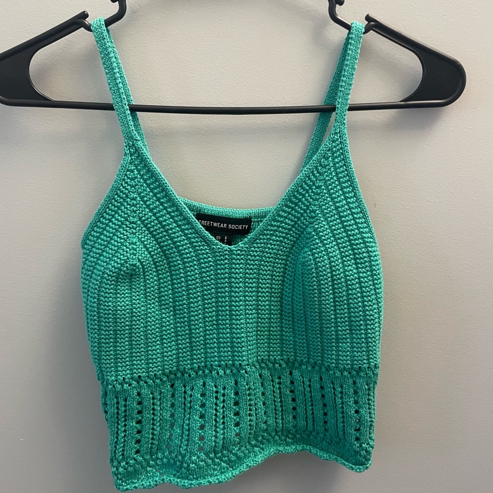 green streetwear society knit top